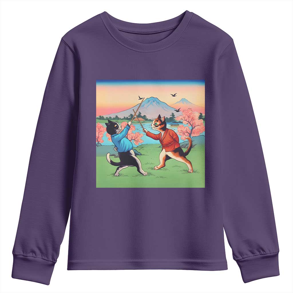 Funny Kendo Cat Youth Sweatshirt Samurai Martial Arts TS14 Purple Print Your Wear