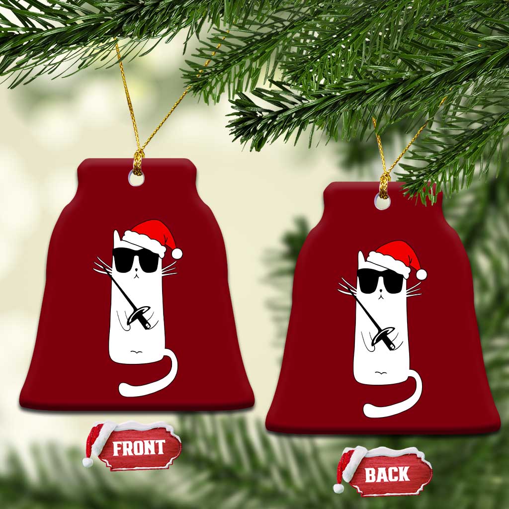 Funny Cat Fencing Xmas Ceramic Ornament Cute Kitty Lover TS14 Print Your Wear
