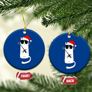 Funny Cat Fencing Xmas Ceramic Ornament Cute Kitty Lover TS14 1pc Blue Print Your Wear