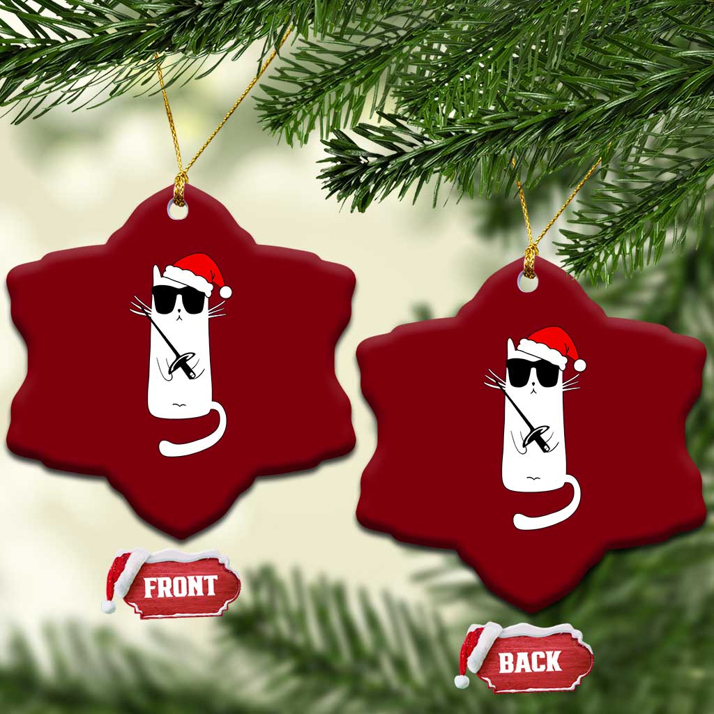 Funny Cat Fencing Xmas Ceramic Ornament Cute Kitty Lover TS14 Print Your Wear