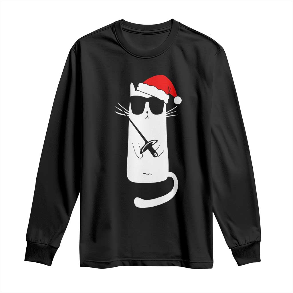 Funny Cat Fencing Christmas Long Sleeve Shirt Cute Kitty Lover TS14 Black Print Your Wear