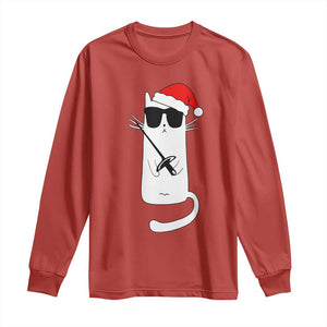 Funny Cat Fencing Christmas Long Sleeve Shirt Cute Kitty Lover TS14 Red Print Your Wear