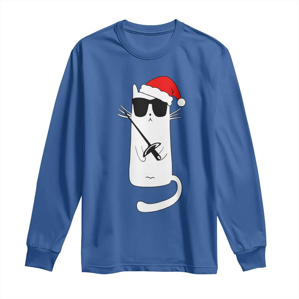 Funny Cat Fencing Christmas Long Sleeve Shirt Cute Kitty Lover TS14 Royal Blue Print Your Wear
