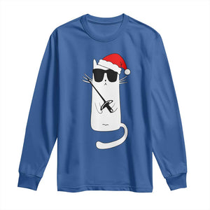 Funny Cat Fencing Christmas Long Sleeve Shirt Cute Kitty Lover TS14 Royal Blue Print Your Wear