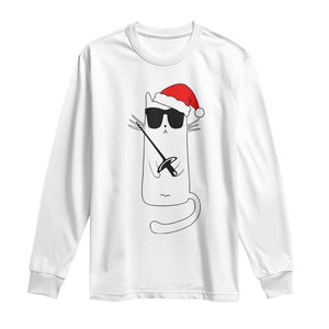 Funny Cat Fencing Christmas Long Sleeve Shirt Cute Kitty Lover TS14 White Print Your Wear