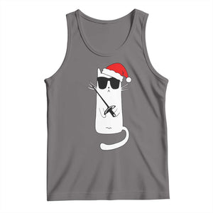 Funny Cat Fencing Christmas Tank Top Cute Kitty Lover TS14 Deep Heather Print Your Wear