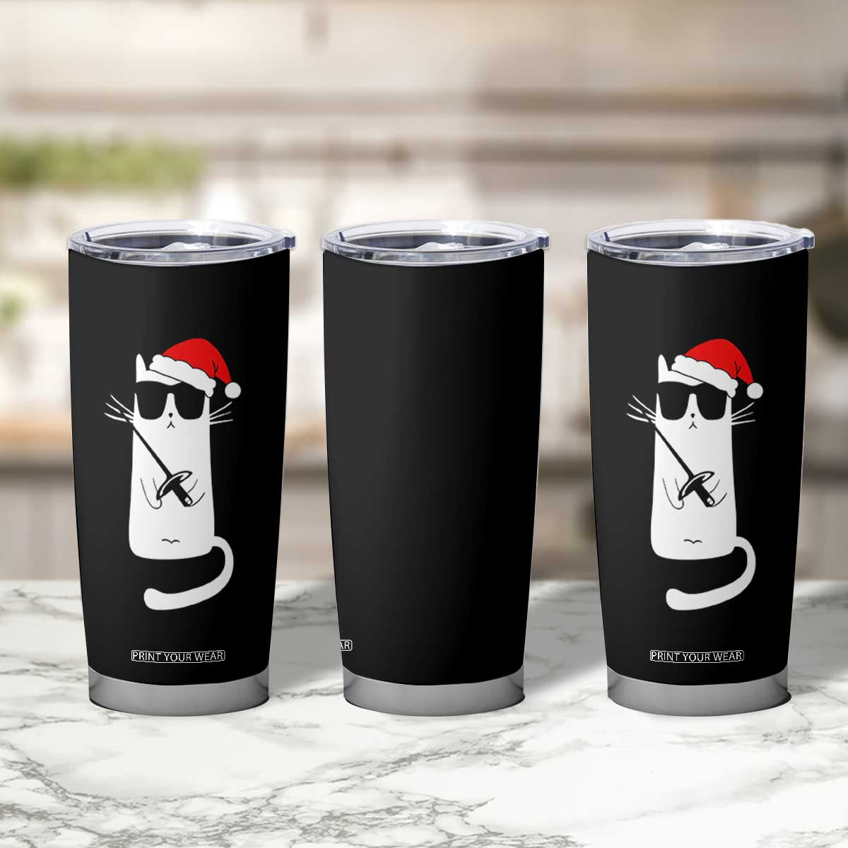 Funny Cat Fencing Christmas Tumbler Cup Cute Kitty Lover TS14 Print Your Wear