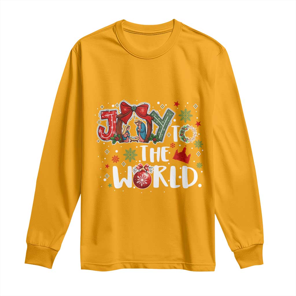 Nativity Scene Christmas Long Sleeve Shirt Joy To The World TS14 Gold Print Your Wear