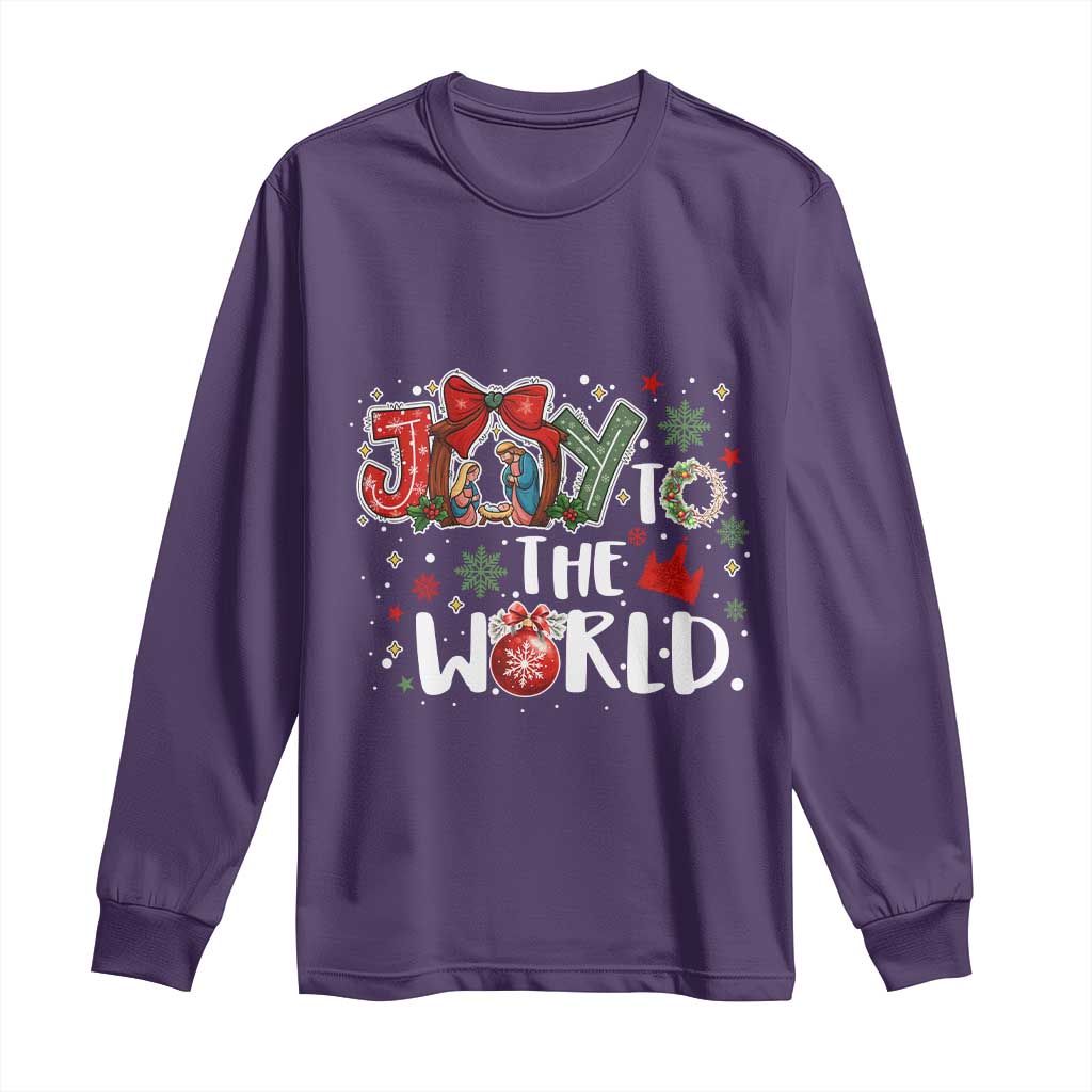 Nativity Scene Christmas Long Sleeve Shirt Joy To The World TS14 Purple Print Your Wear