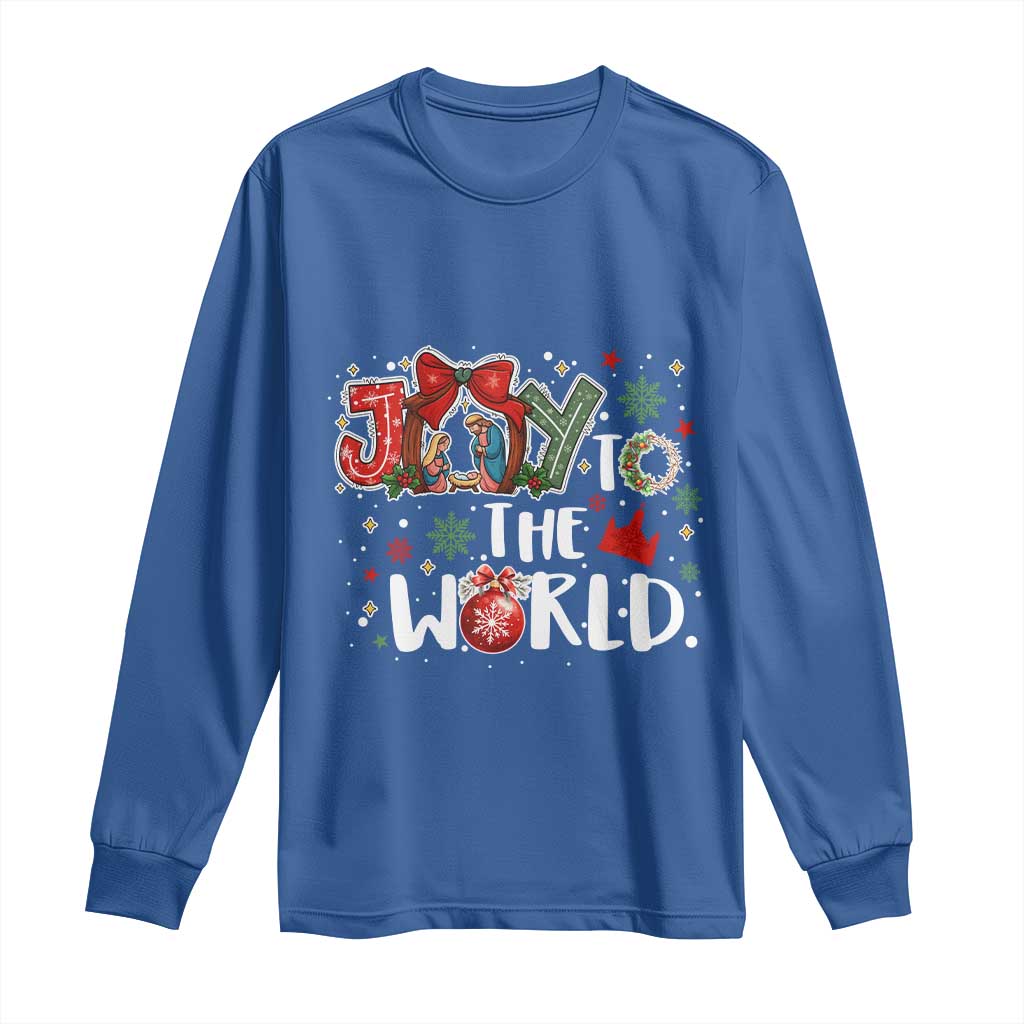Nativity Scene Christmas Long Sleeve Shirt Joy To The World TS14 Royal Blue Print Your Wear