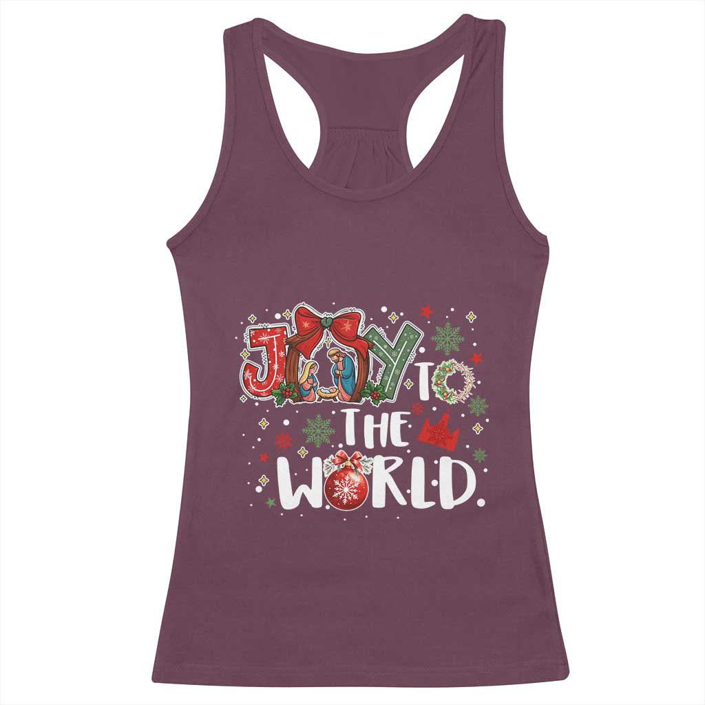 Nativity Scene Christmas Racerback Tank Top Joy To The World TS14 Maroon Print Your Wear