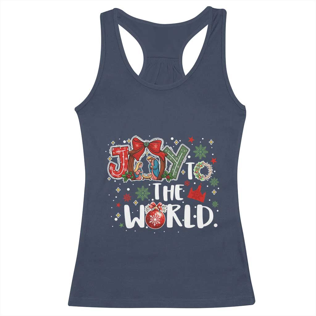 Nativity Scene Christmas Racerback Tank Top Joy To The World TS14 Navy Print Your Wear