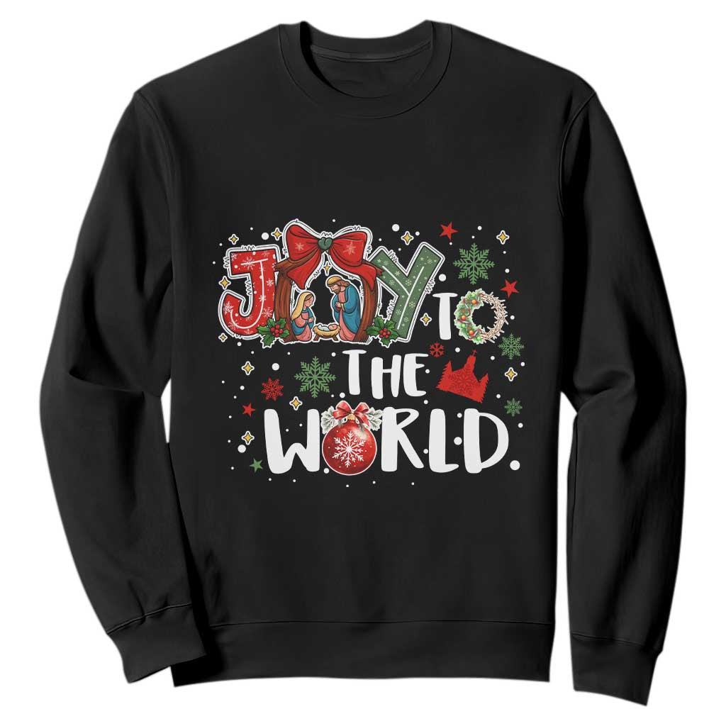 Nativity Scene Christmas Sweatshirt Joy To The World TS14 Black Print Your Wear