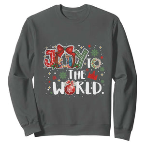 Nativity Scene Christmas Sweatshirt Joy To The World TS14 Dark Heather Print Your Wear