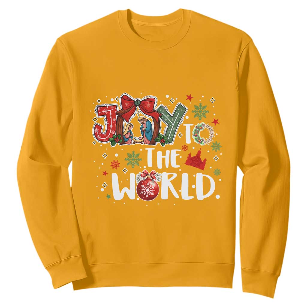 Nativity Scene Christmas Sweatshirt Joy To The World TS14 Gold Print Your Wear