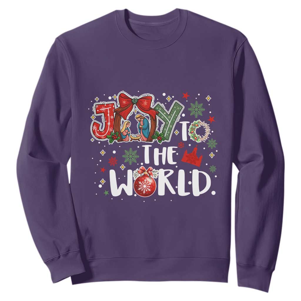 Nativity Scene Christmas Sweatshirt Joy To The World TS14 Purple Print Your Wear