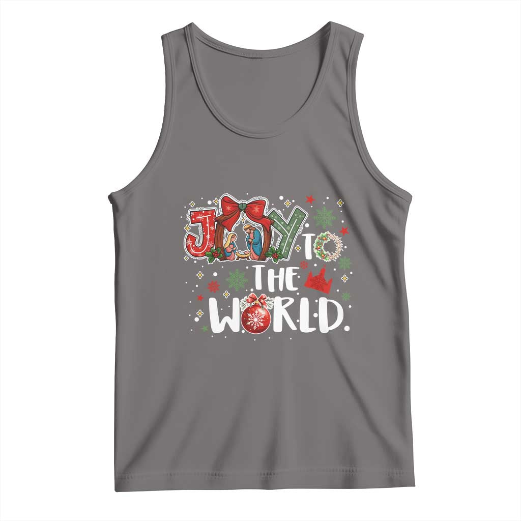 Nativity Scene Christmas Tank Top Joy To The World TS14 Deep Heather Print Your Wear