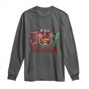 Jesus Christmas Long Sleeve Shirt Joy To The World TS14 Dark Heather Print Your Wear