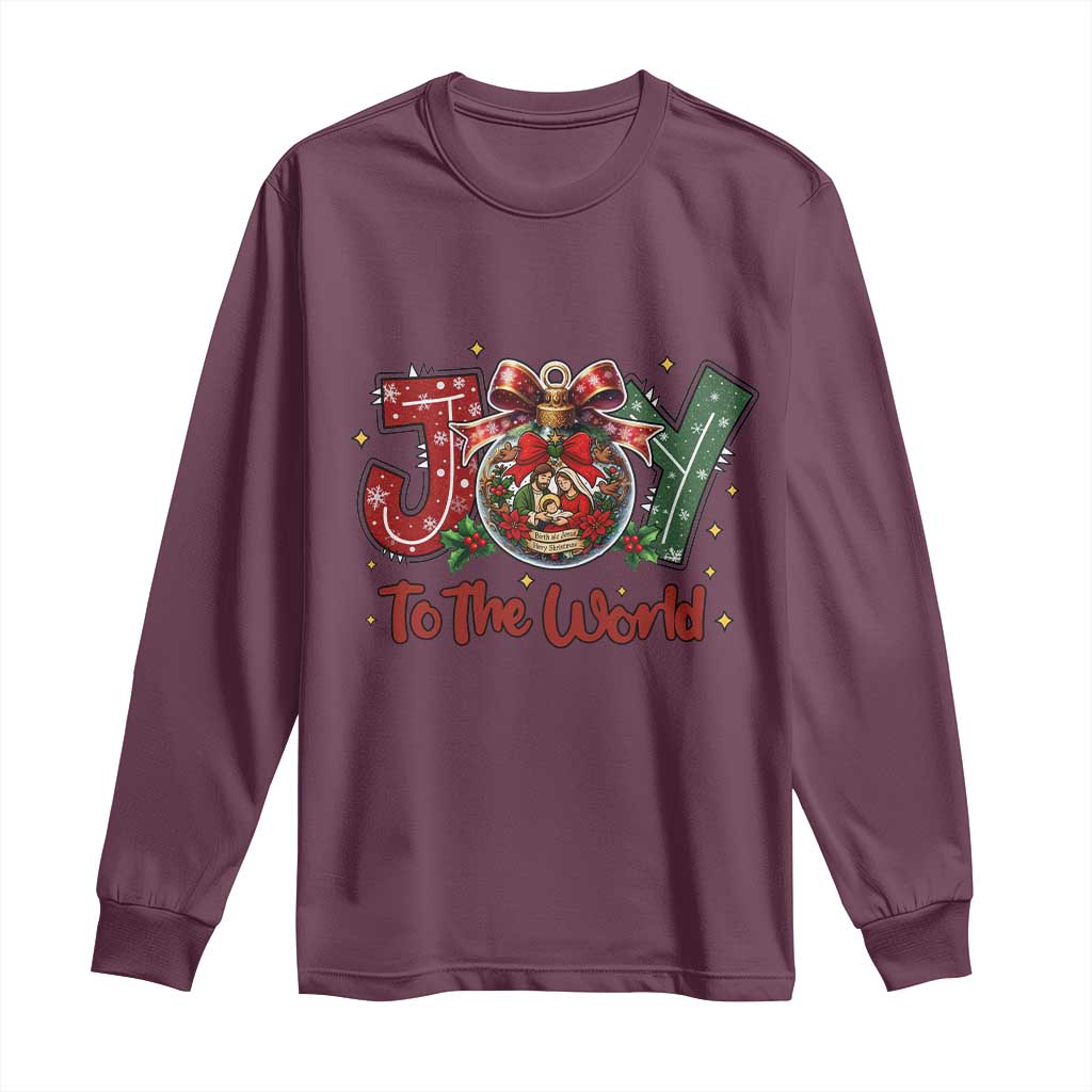Jesus Christmas Long Sleeve Shirt Joy To The World TS14 Maroon Print Your Wear