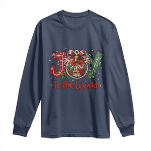 Jesus Christmas Long Sleeve Shirt Joy To The World TS14 Navy Print Your Wear