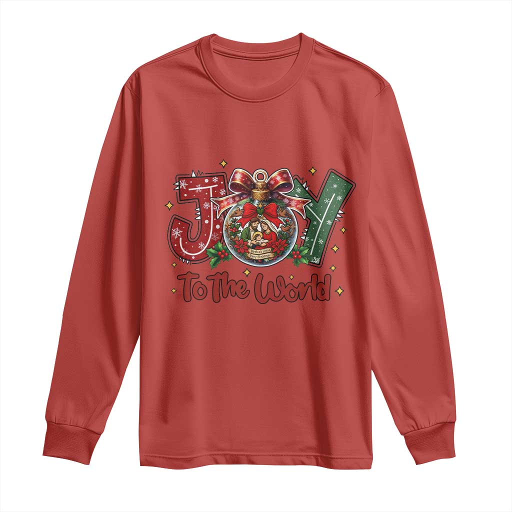 Jesus Christmas Long Sleeve Shirt Joy To The World TS14 Red Print Your Wear