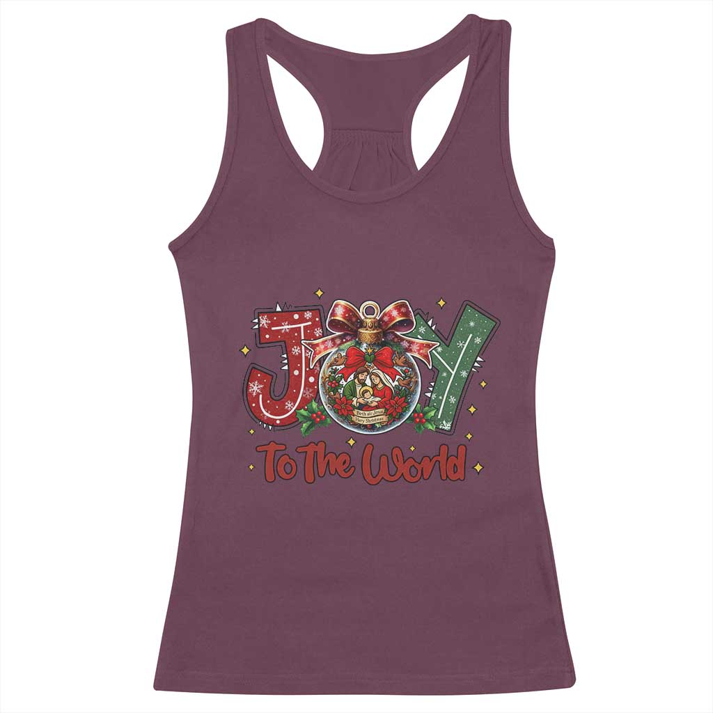 Jesus Christmas Racerback Tank Top Joy To The World TS14 Maroon Print Your Wear