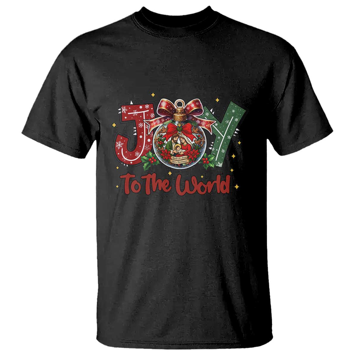 Jesus Christmas T Shirt Joy To The World TS14 Black Print Your Wear