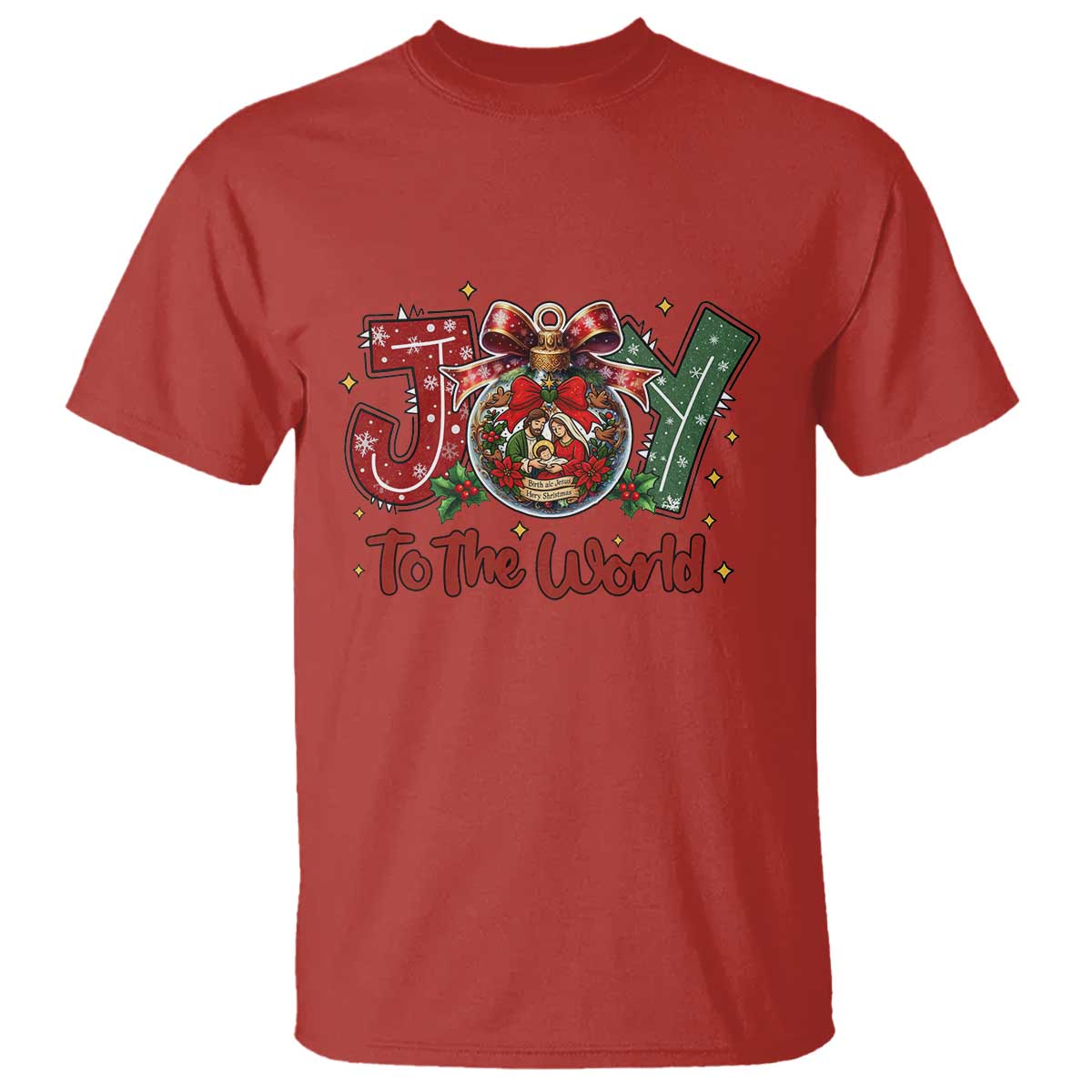 Jesus Christmas T Shirt Joy To The World TS14 Red Print Your Wear