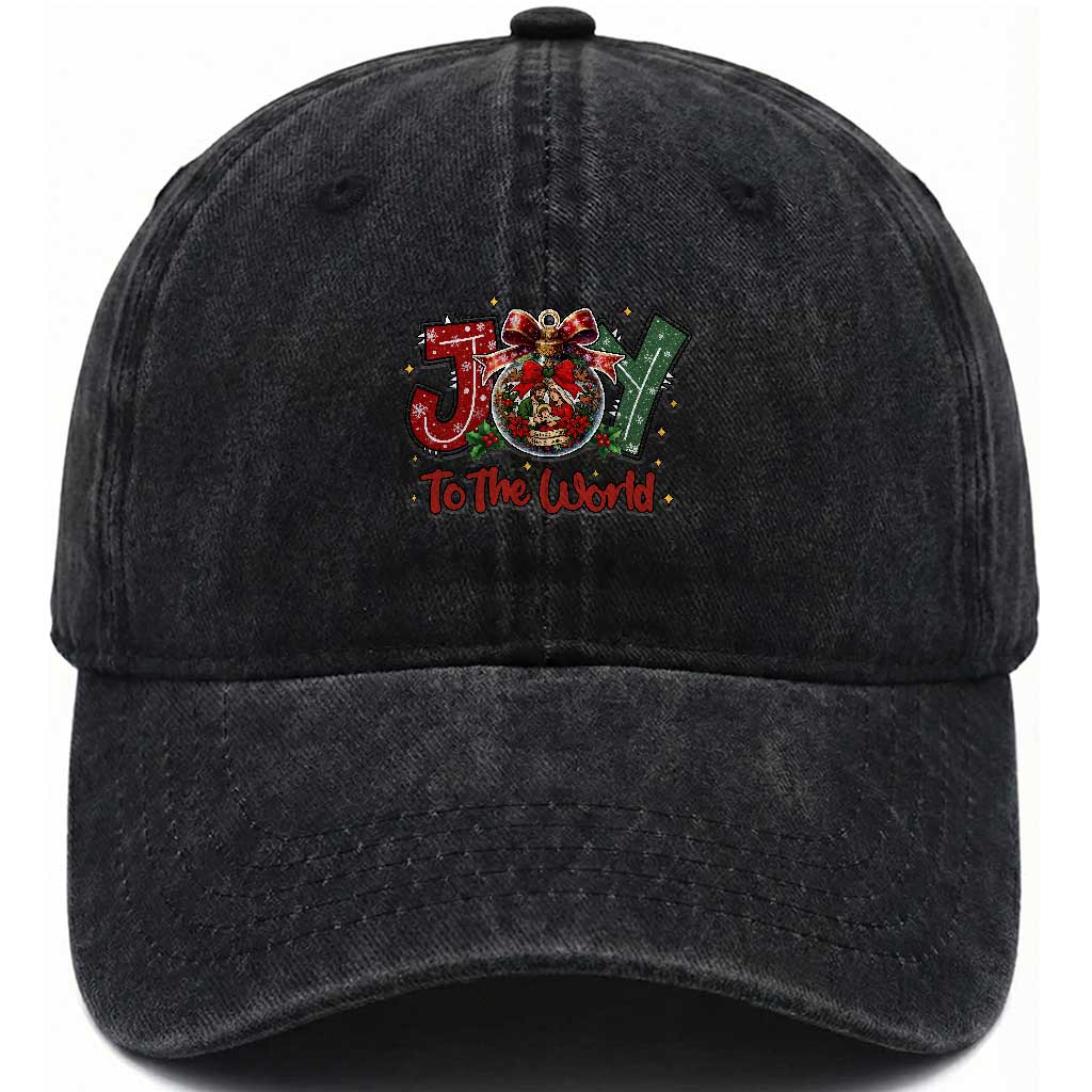 Jesus Christmas Washed Cotton Baseball Cap Joy To The World TS14 Washed Cap Universal Fit Black Print Your Wear