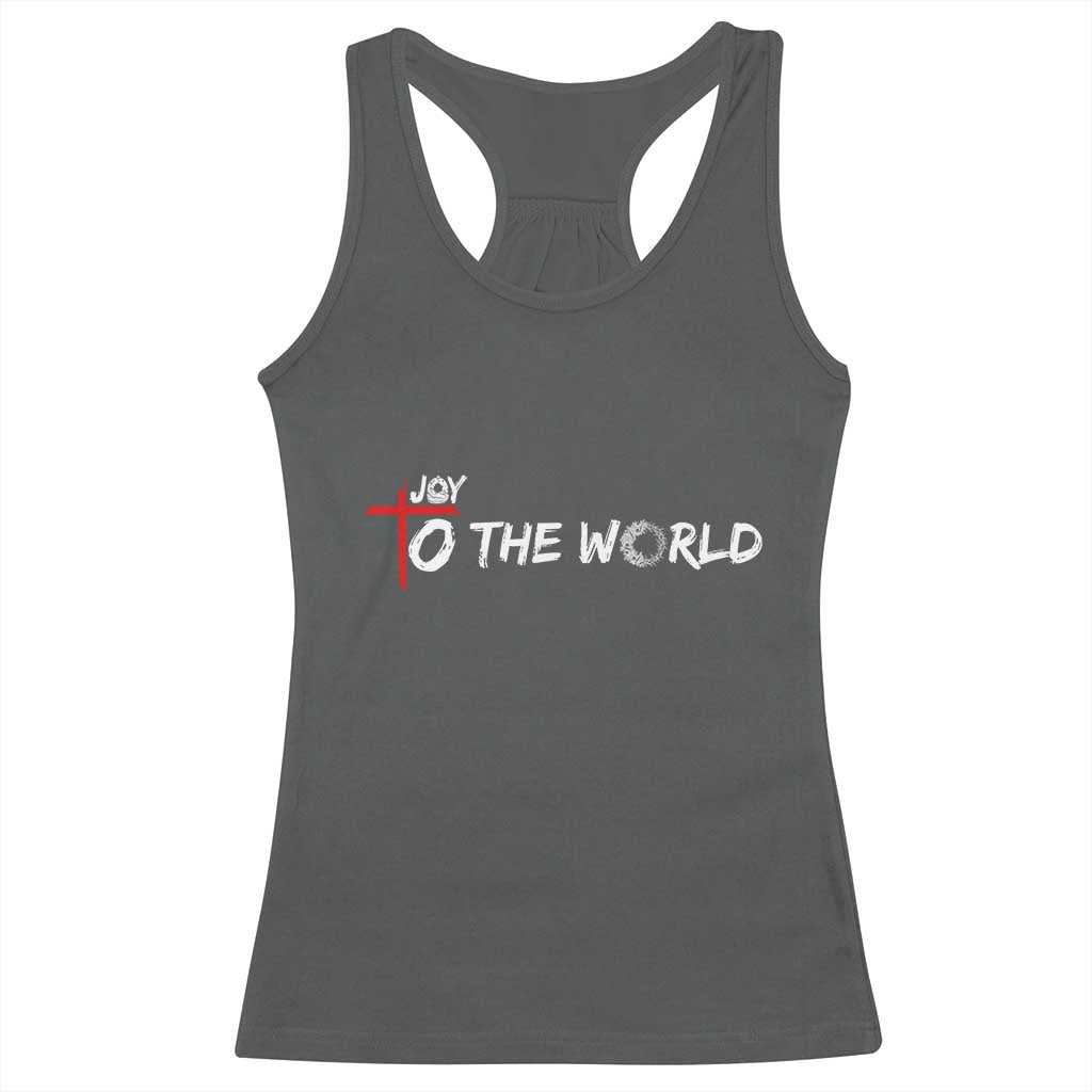 Jesus Christian Christmas Racerback Tank Top Joy To The World TS14 Dark Heather Print Your Wear