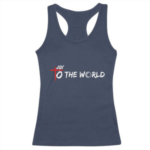 Jesus Christian Christmas Racerback Tank Top Joy To The World TS14 Navy Print Your Wear