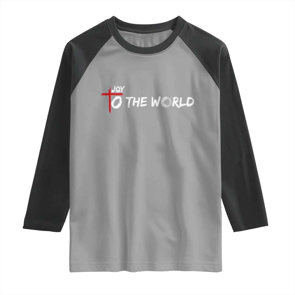 Jesus Christian Christmas Raglan Shirt Joy To The World TS14 Sport Gray Black Print Your Wear