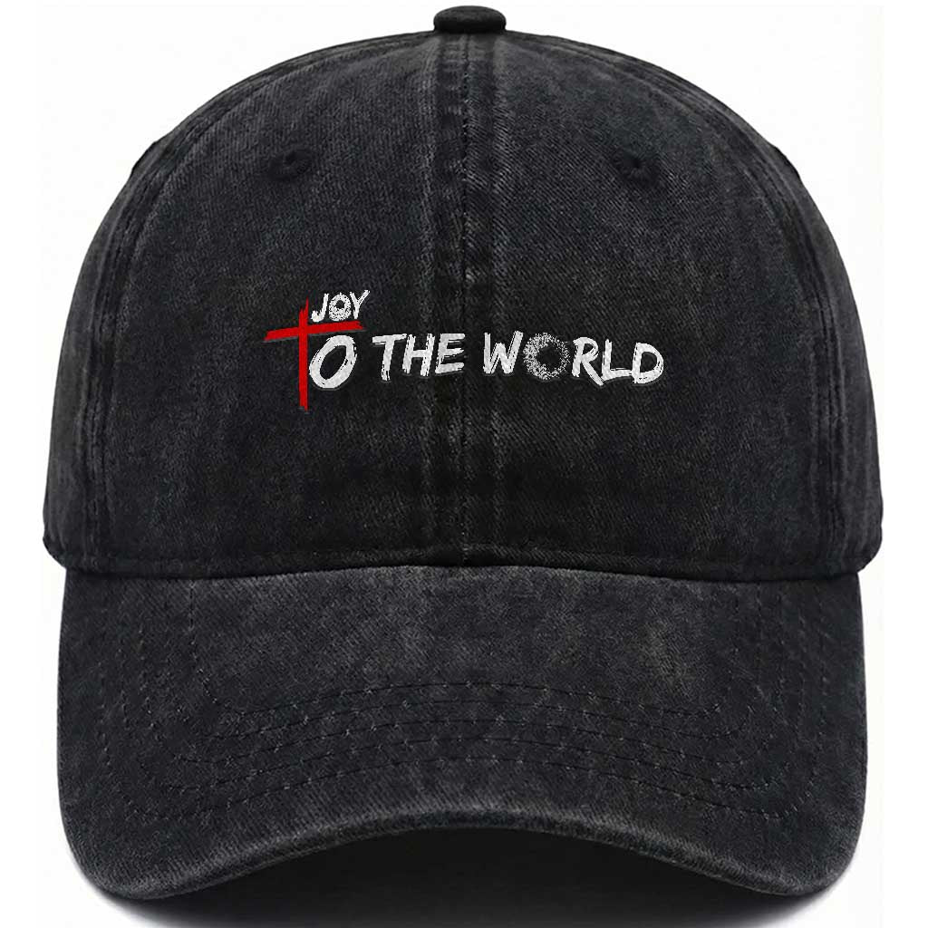 Jesus Christian Christmas Washed Cotton Baseball Cap Joy To The World TS14 Washed Cap Universal Fit Black Print Your Wear