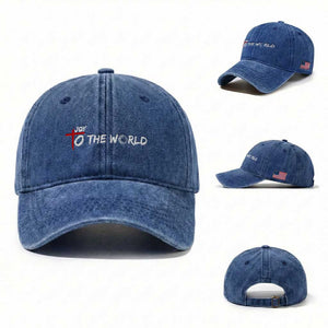 Jesus Christian Christmas Washed Cotton Baseball Cap Joy To The World TS14 Washed Cap Universal Fit Royal Blue Print Your Wear