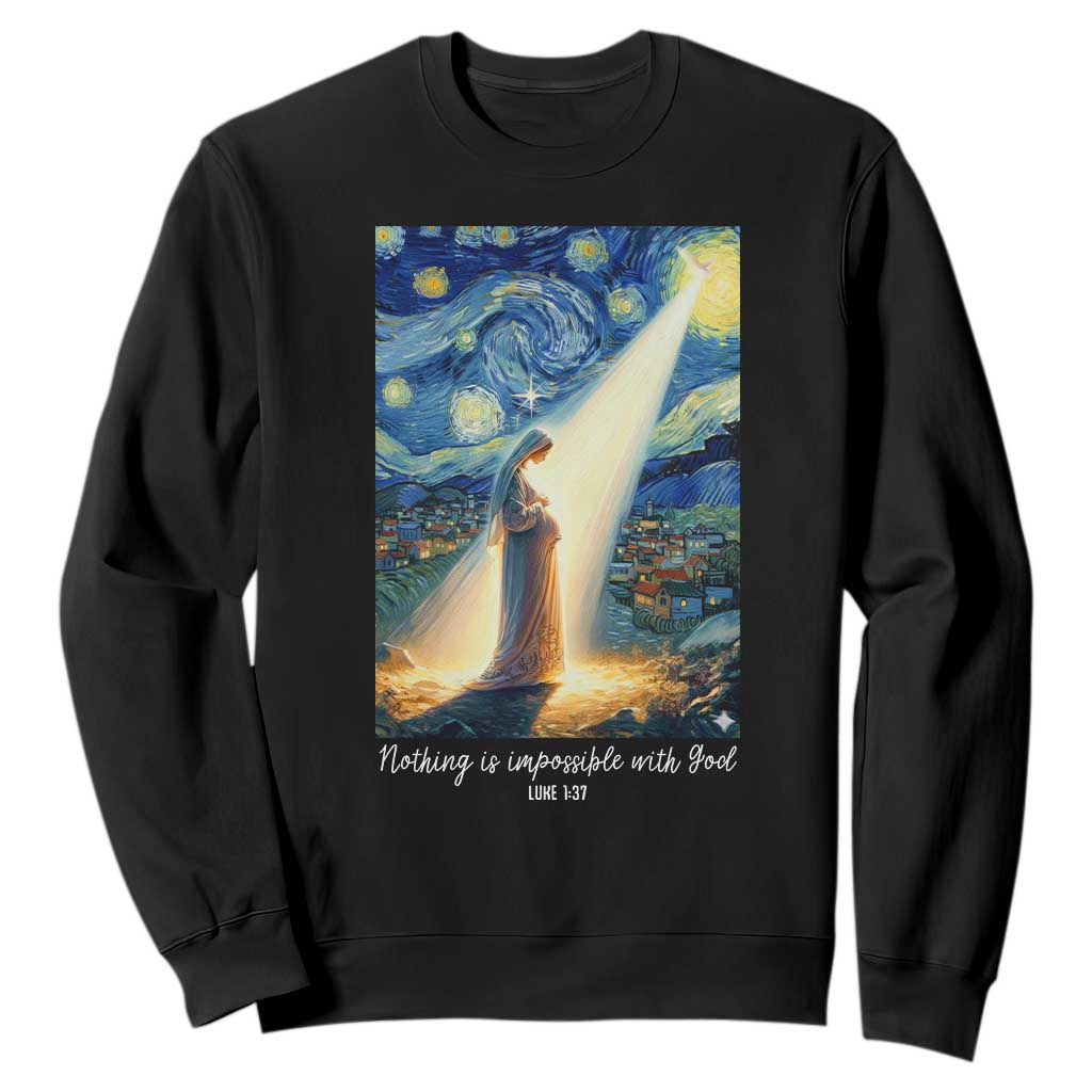 Virgin Mary Starry Night Sweatshirt Luke 2:11 Christian Faith TS14 Black Print Your Wear