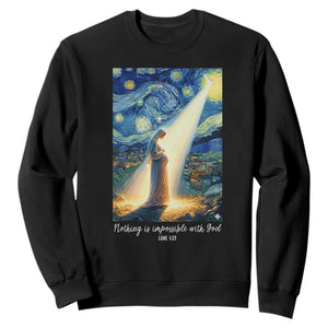 Virgin Mary Starry Night Sweatshirt Luke 2:11 Christian Faith TS14 Black Print Your Wear