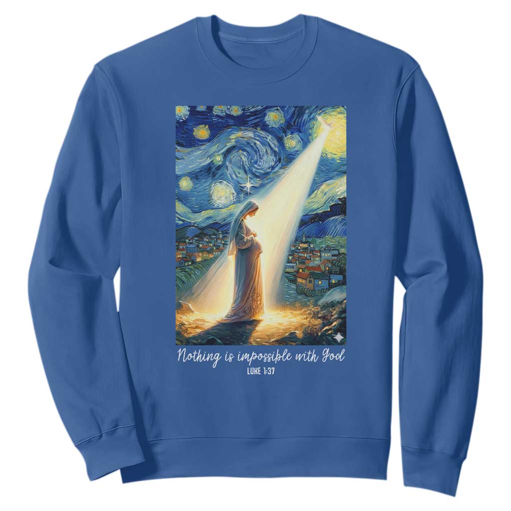 Virgin Mary Starry Night Sweatshirt Luke 2:11 Christian Faith TS14 Royal Blue Print Your Wear
