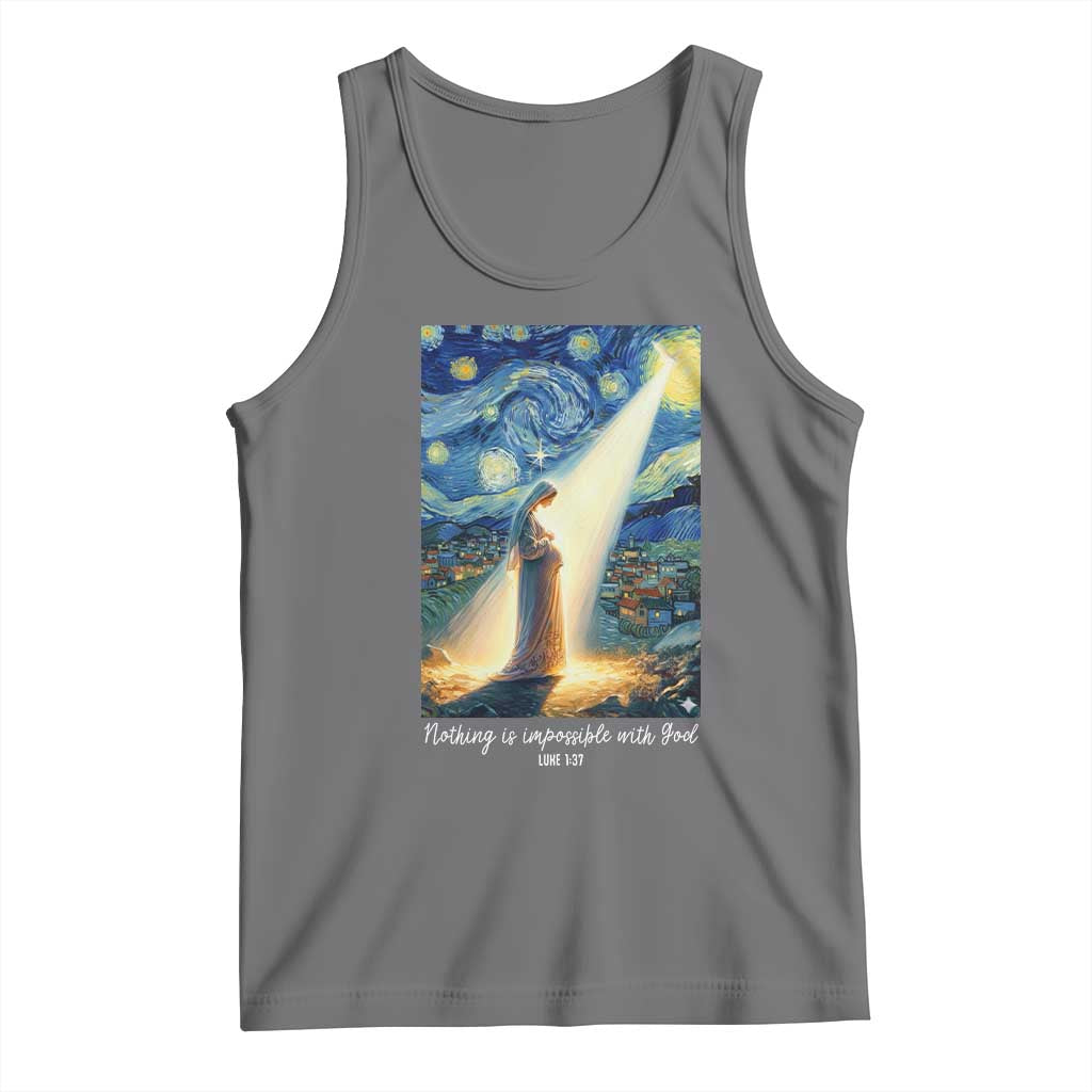 Virgin Mary Starry Night Tank Top Luke 2:11 Christian Faith TS14 Black Heather Print Your Wear