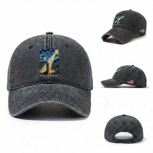 Virgin Mary Starry Night Washed Cotton Baseball Cap Luke 2:11 Christian Faith TS14 Washed Cap Universal Fit Dark Gray Print Your Wear