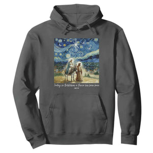 Bethlehem Starry Night Hoodie Nativity Luke 2:11 Christian Christmas TS14 Dark Heather Print Your Wear