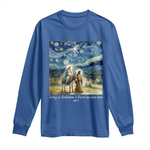 Bethlehem Starry Night Long Sleeve Shirt Nativity Luke 2:11 Christian Christmas TS14 Royal Blue Print Your Wear