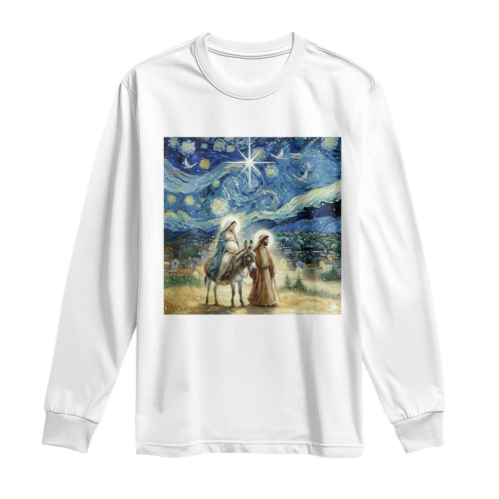 Bethlehem Starry Night Long Sleeve Shirt Nativity Luke 2:11 Christian Christmas TS14 White Print Your Wear