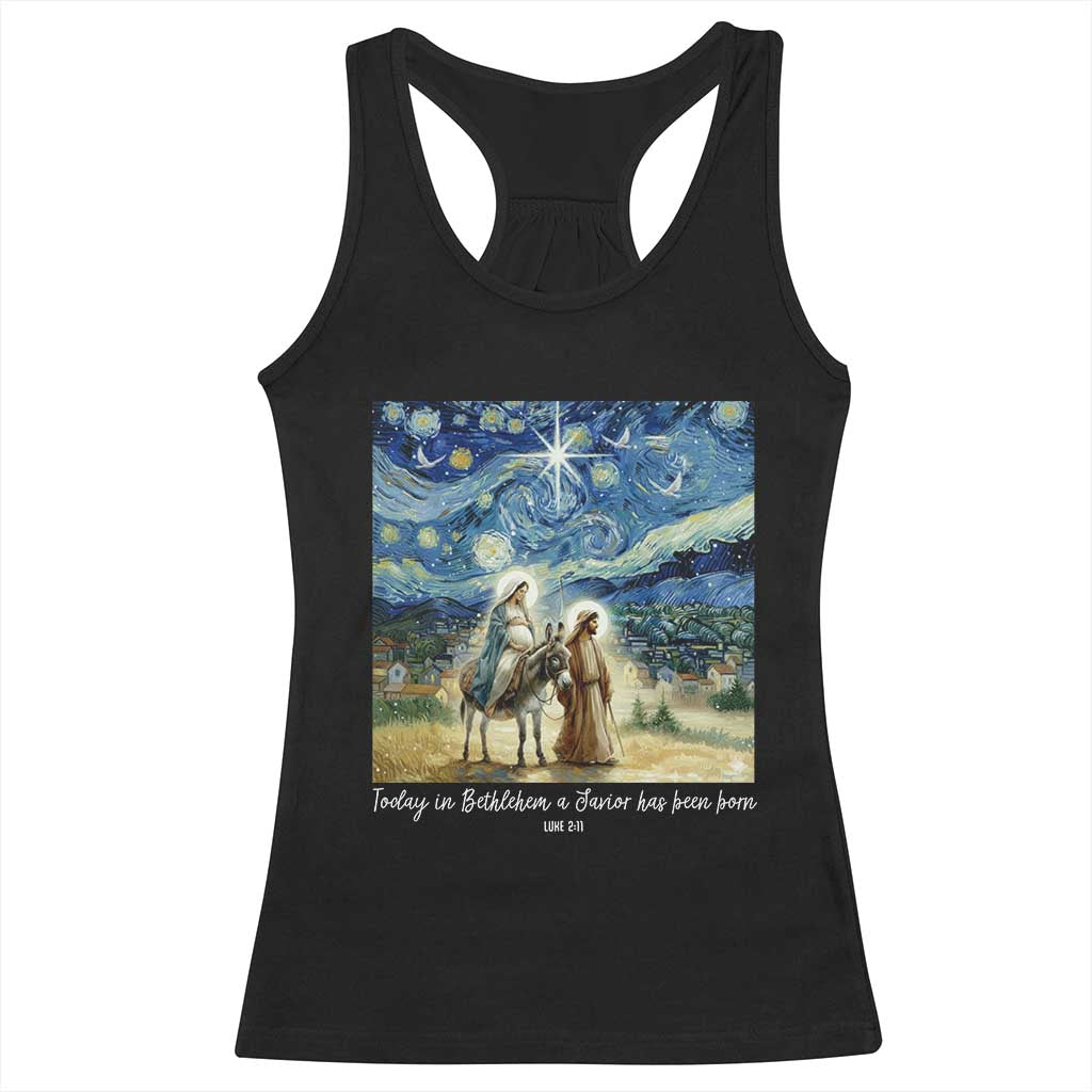 Bethlehem Starry Night Racerback Tank Top Nativity Luke 2:11 Christian Christmas TS14 Black Print Your Wear