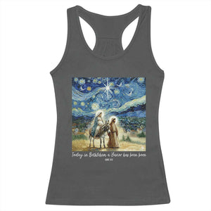 Bethlehem Starry Night Racerback Tank Top Nativity Luke 2:11 Christian Christmas TS14 Dark Heather Print Your Wear