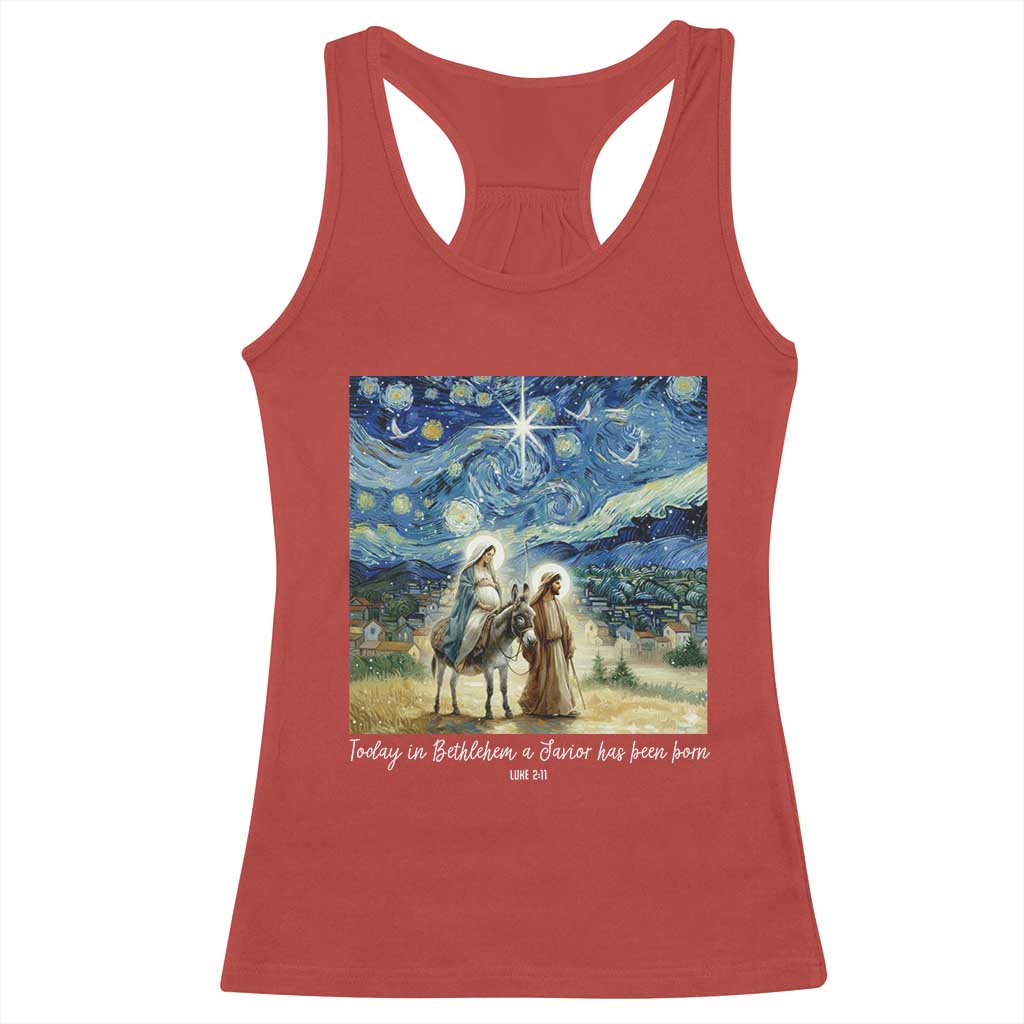 Bethlehem Starry Night Racerback Tank Top Nativity Luke 2:11 Christian Christmas TS14 Red Print Your Wear