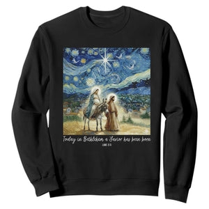 Bethlehem Starry Night Sweatshirt Nativity Luke 2:11 Christian Christmas TS14 Black Print Your Wear