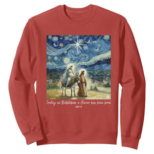 Bethlehem Starry Night Sweatshirt Nativity Luke 2:11 Christian Christmas TS14 Red Print Your Wear