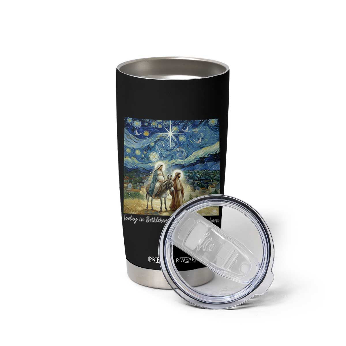Bethlehem Starry Night Tumbler Cup Nativity Luke 2:11 Christian Christmas TS14 Print Your Wear