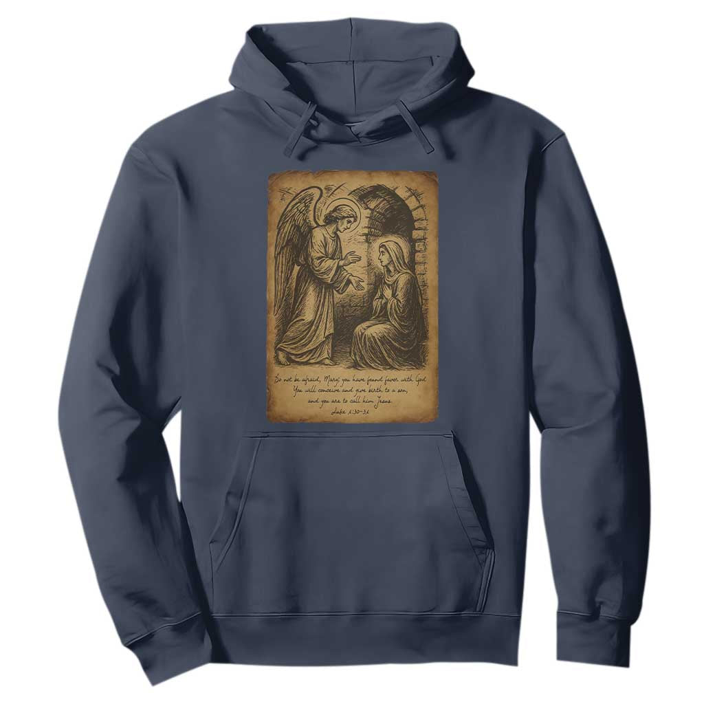 Virgin Mary Hoodie Angel Gabriel Luke 1:30 Christian TS14 Navy Print Your Wear