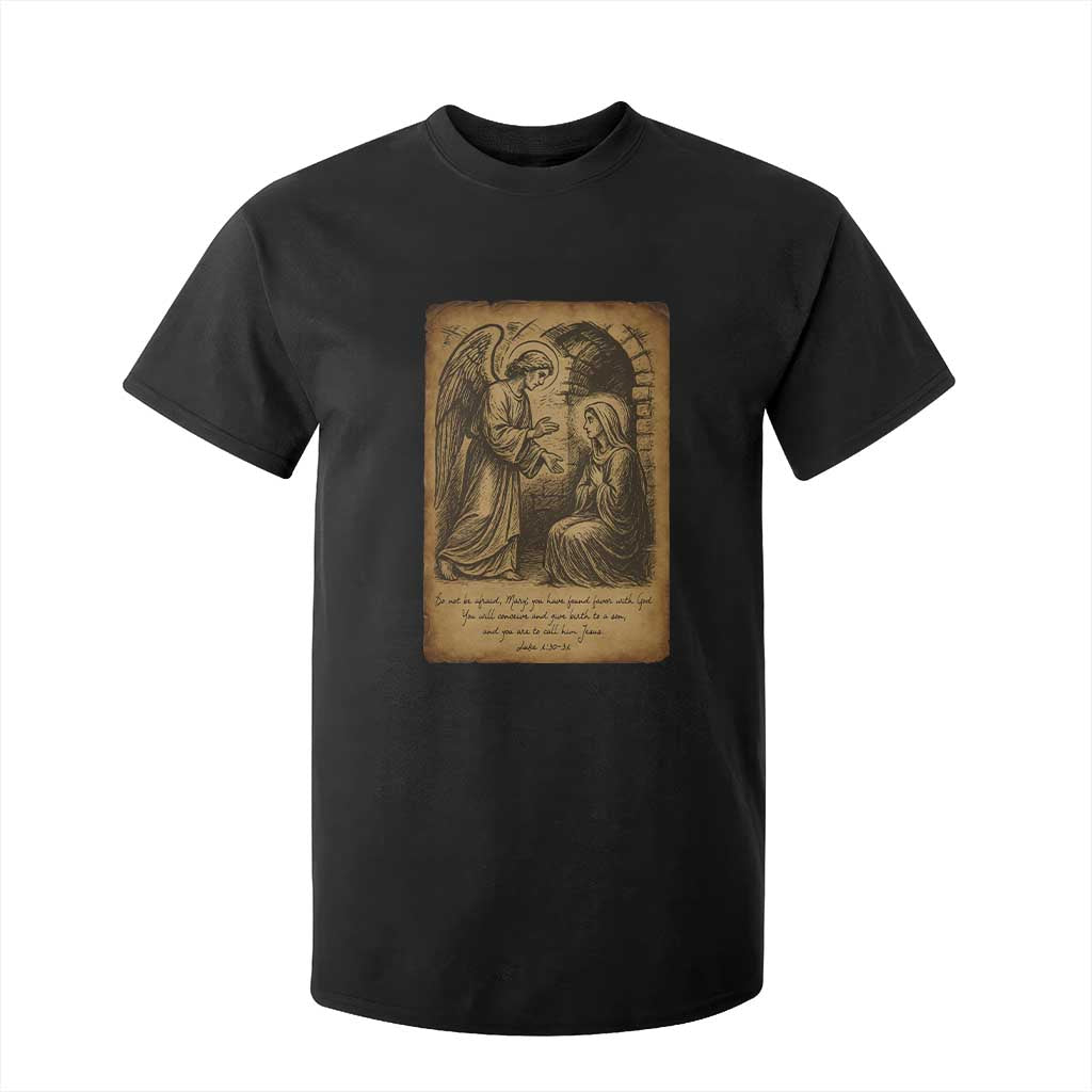 Virgin Mary T Shirt For Kid Angel Gabriel Luke 1:30 Christian TS14 Black Print Your Wear
